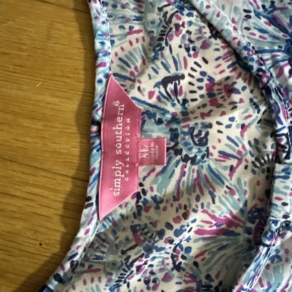 NWT Simply Southern Blue and Pink CONFETTI MAXI DRESS XL - Picture 4 of 9